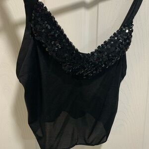 Cera by Dan Beduza, cami sequin black satin! Lg half style